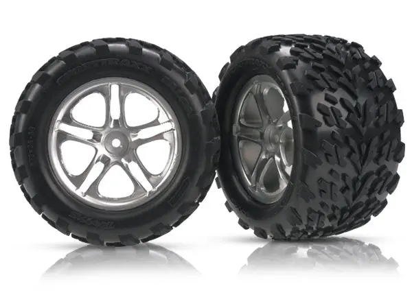 Traxxas Talon 3.8In All Terrain Tyres On Satin Chrome Split Spoke Wheels 14Mm Hex 2Pcs - 5174A 1