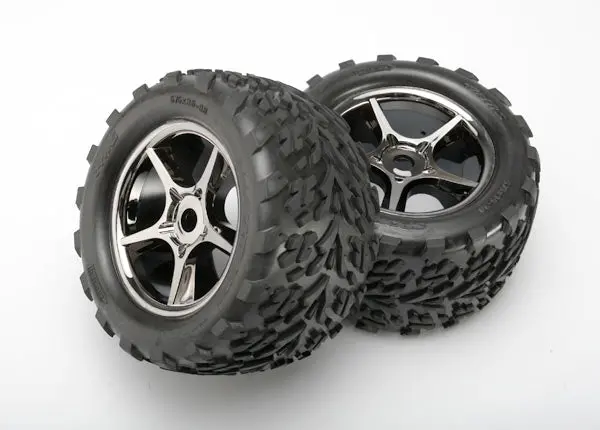 Traxxas Talon Tyres On 3.8In Gemini Black Chrome Wheels 17Mm 2Pcs - 5374X 1