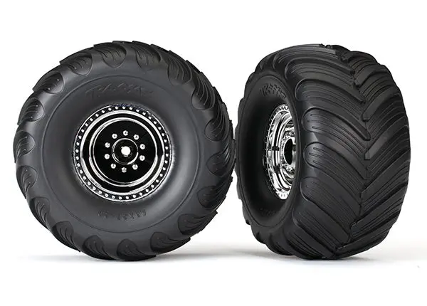 Traxxas Terra Groove Dual Profile Tyres On Chrome Deep Dish Wheels 2Pcs - 3665X 1