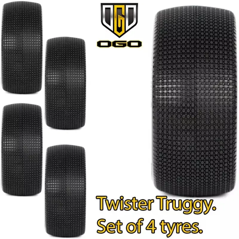 Twister 1/8Th Truggy Medium Soft (Red) Tyre Only - 4Pcs 1