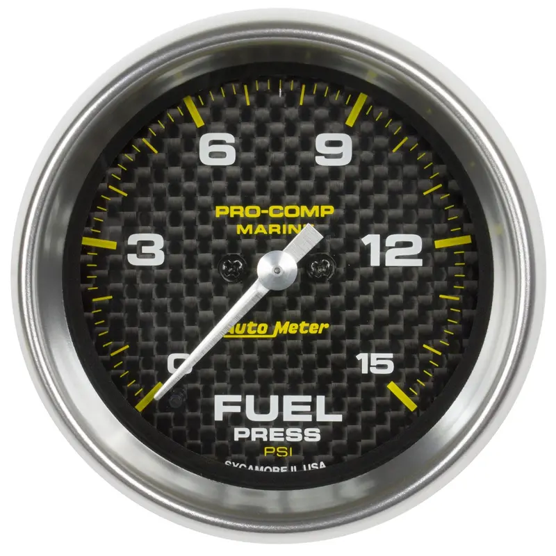 Autometer 200848-40 Digital Fuel Pressure Gauge – 2-1/16", 15 Psi, Marine-Grade Carbon Fiber Housing 1