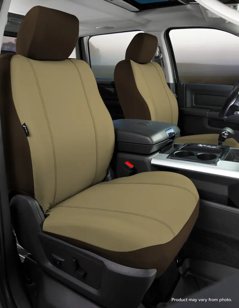 Fia Poly-Cotton Seat Protector In Taupe For Bucket Seats With Armrests 1