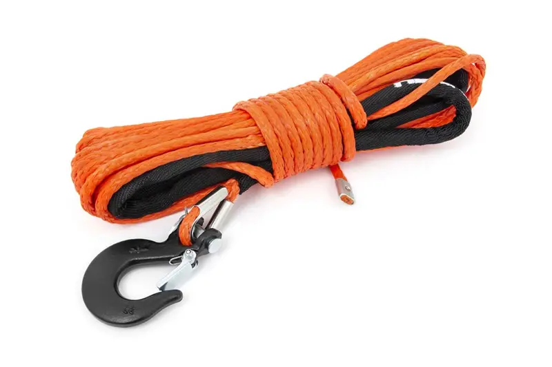 Rough Country Rs143 85-Foot Synthetic Winch Rope – 1/4-Inch Diameter, 16,000-Lb Capacity, Includes Clevis Hook & Protective Sleeve (Orange) 1