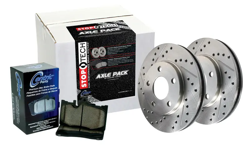 Stoptech 977.34048F Stoptech Sport Axle Pack; Slotted Rotor; Front Brake Kit With Brake Lines 1
