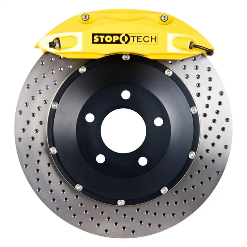 Stoptech Big Brake Kit – Front Slotted Two-Piece Rotors With Vibrant Yellow Calipers (Part #83.548.4300.82) 1