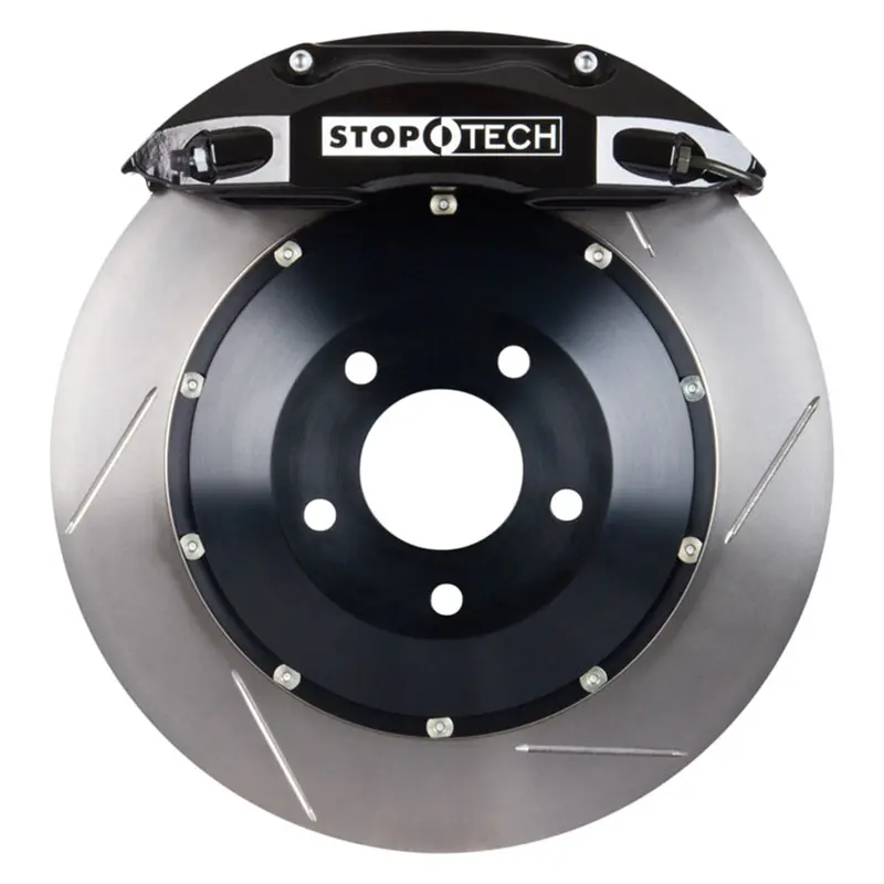 Stoptech Big Brake Kit – Rear, Two-Piece Slotted Rotors With Black Calipers 1